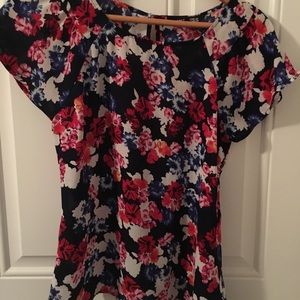 Express XS red and blue flowered blouse